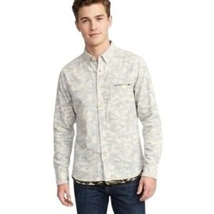Beams Heart | Mens Camo Reversible Look Double Layer Cotton Button Down | L